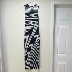 Monochrome Swirl Midi Dress